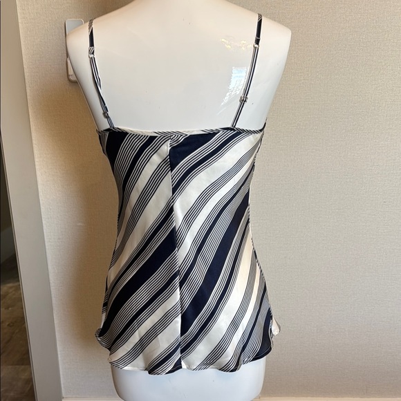 Intimissimi Diagonal Striped Silk Camisole in Navy and White - Picture 3 of 4
